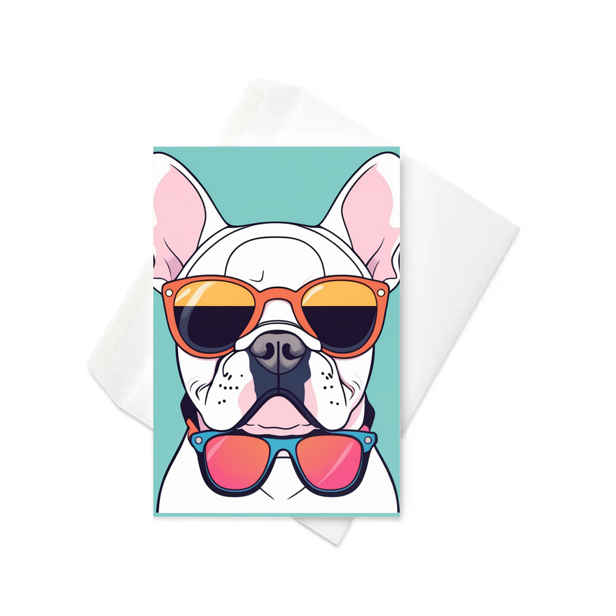 PugMug Custom White French Bulldog Greeting Card