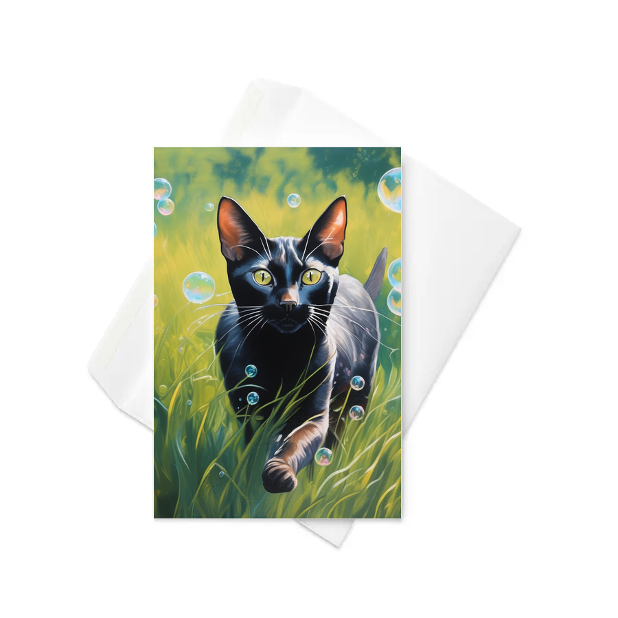 PugMug Custom Black Abyssinian Cat Greeting Card