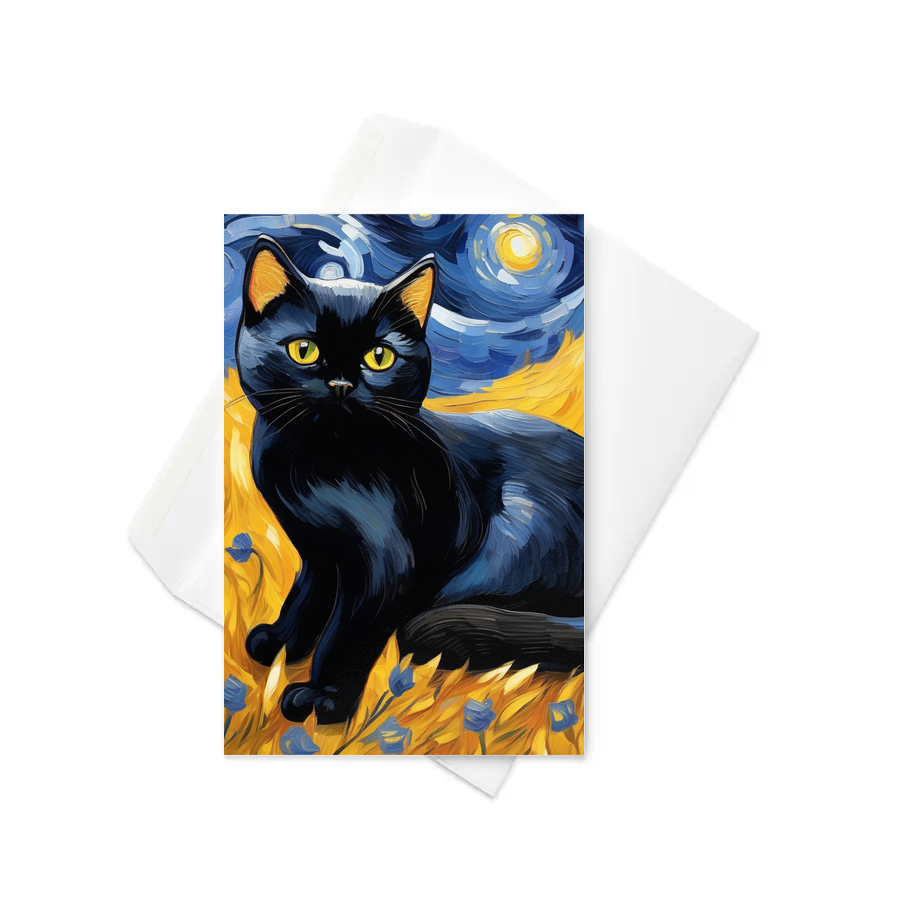 PugMug Custom Black British Shorthair Cat Greeting Card