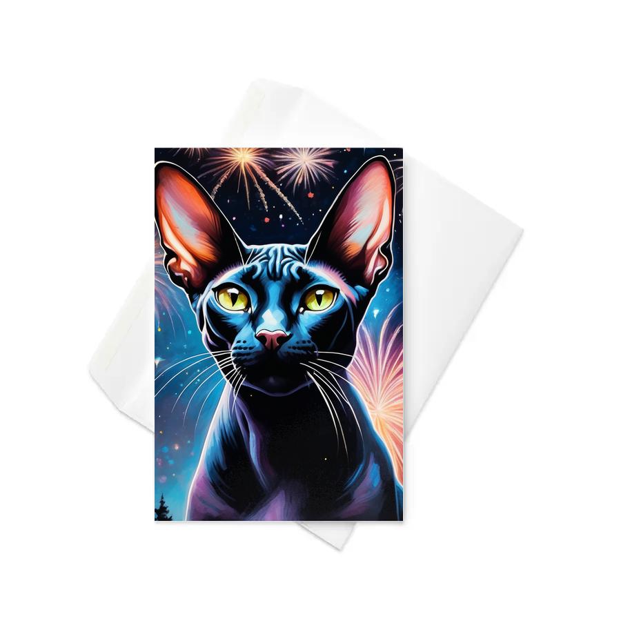 PugMug Custom Black Sphynx Cat Greeting Card