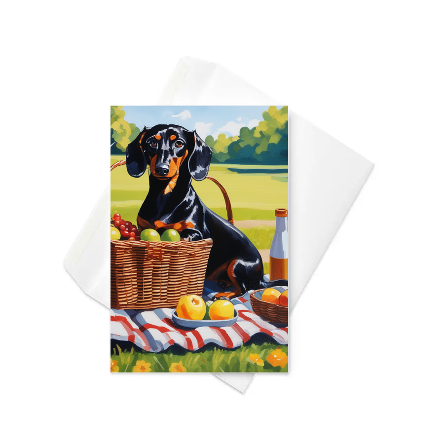 PugMug Custom Black Dachshund Greeting Card