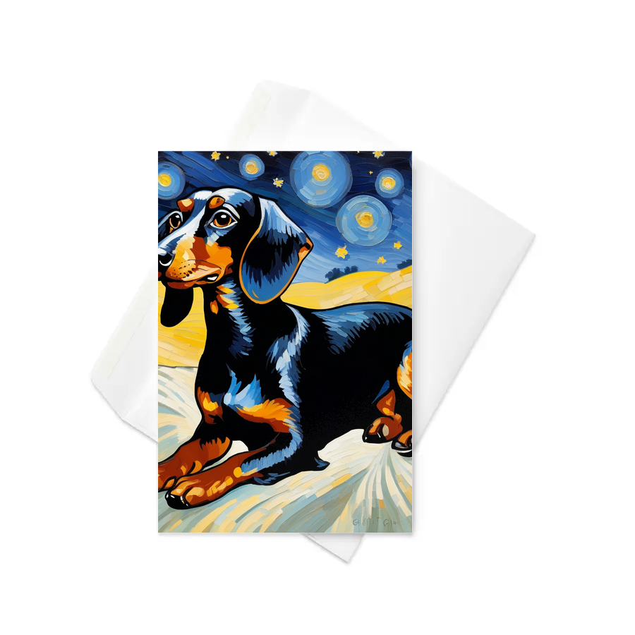 PugMug Custom Black Dachshund Greeting Card