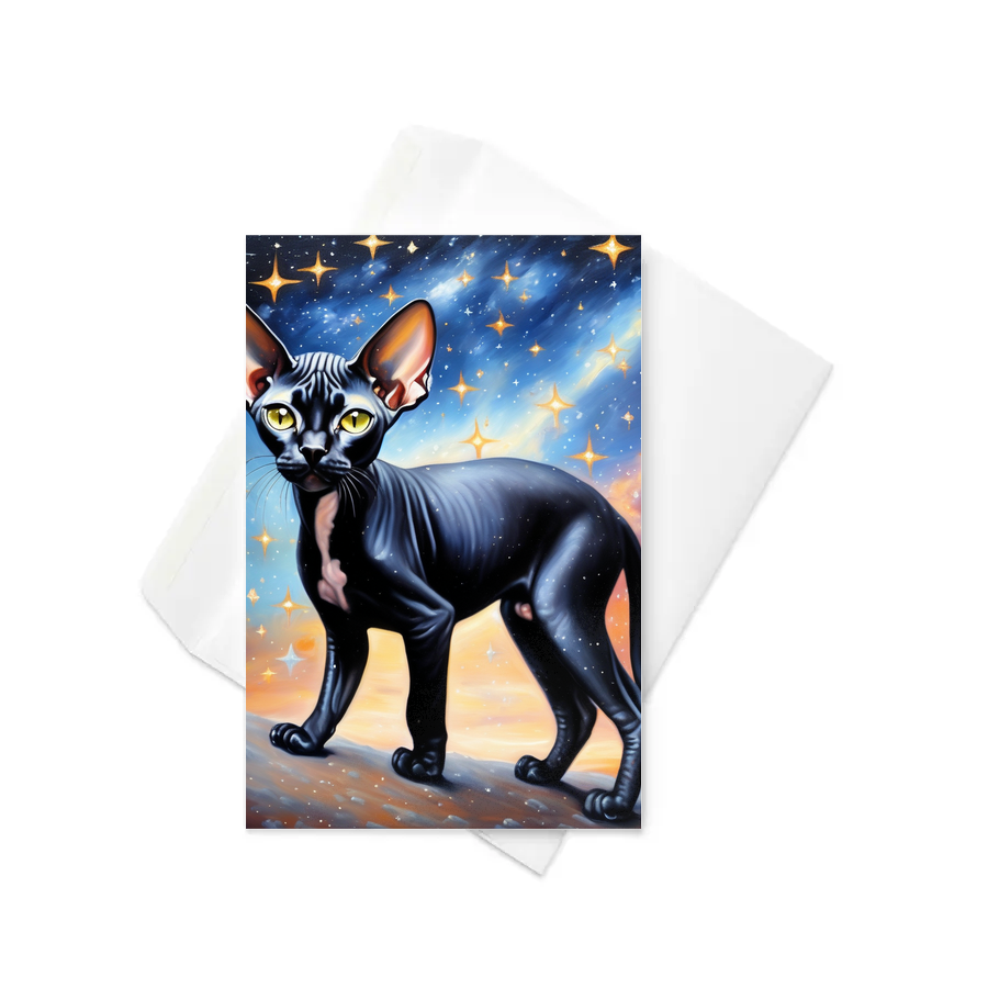 PugMug Custom Black Sphynx Cat Greeting Card