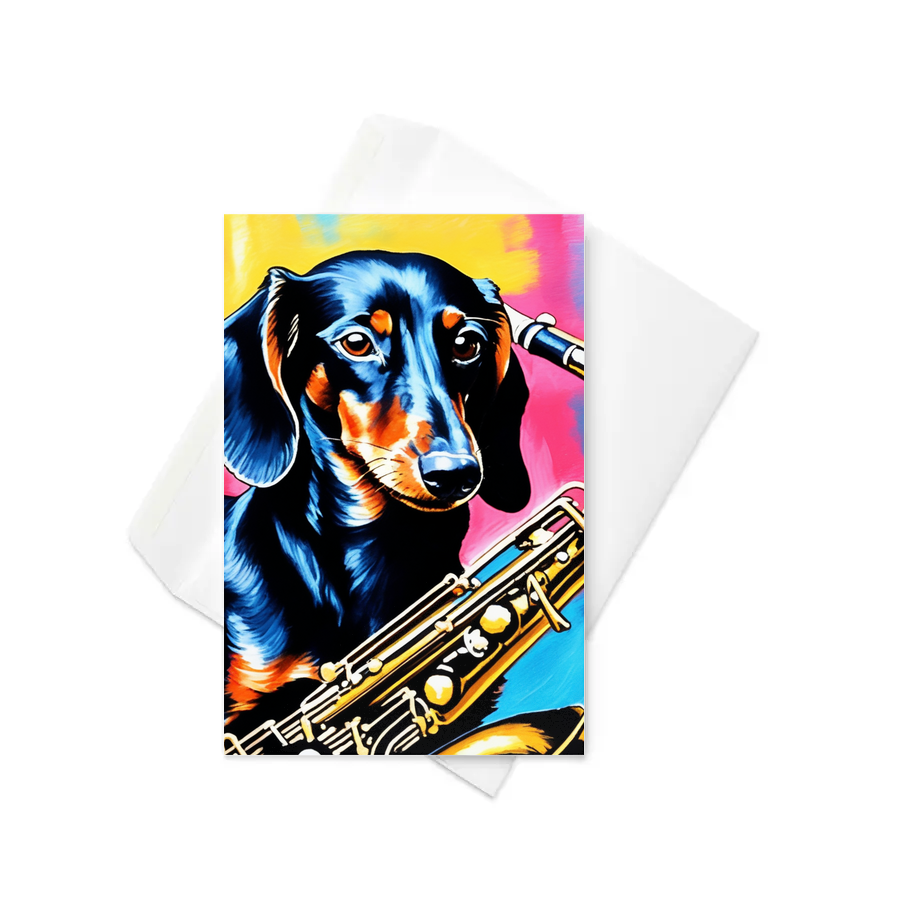 PugMug Custom Black Dachshund Greeting Card