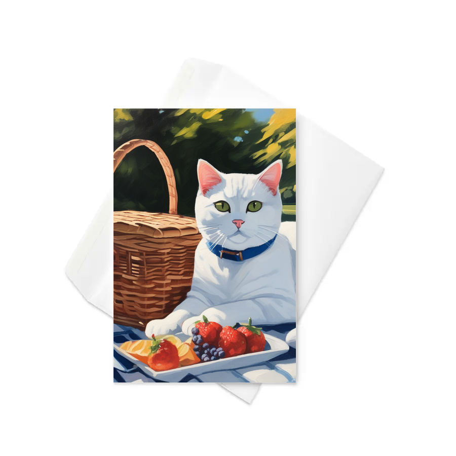 PugMug Custom White British Shorthair Cat Greeting Card