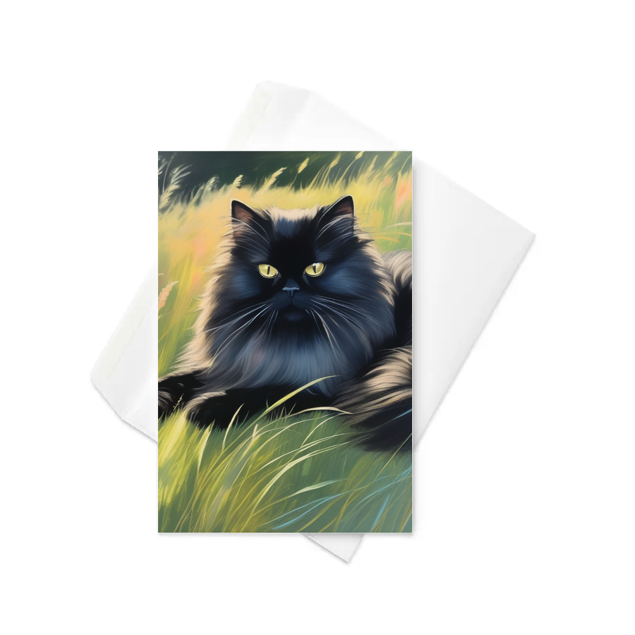 PugMug Custom Black Persian Cat Greeting Card
