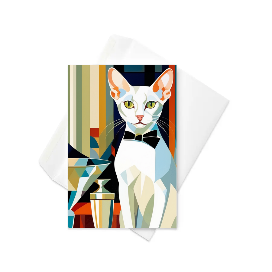PugMug Custom White Devon Rex Cat Greeting Card