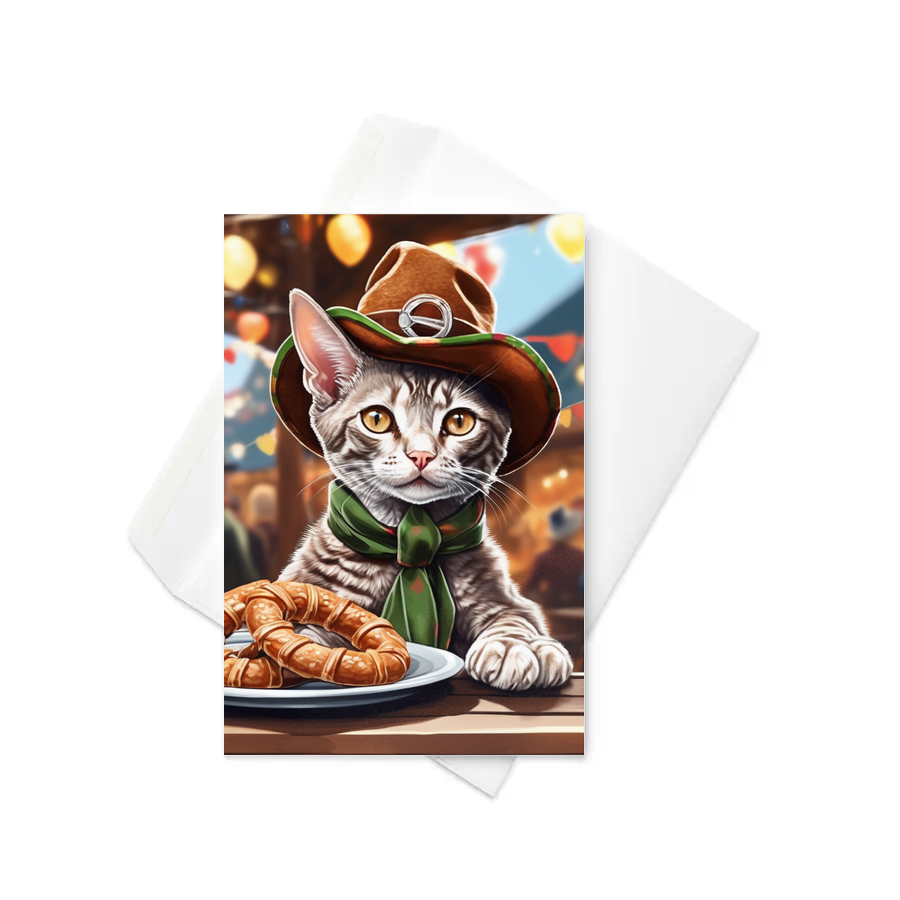 PugMug Custom Tabby Devon Rex Cat Greeting Card