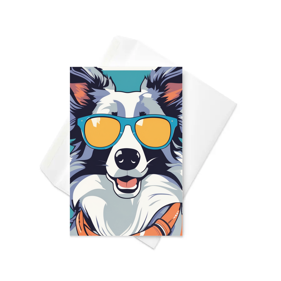 PugMug Custom Blue Merle Border Collie Greeting Card