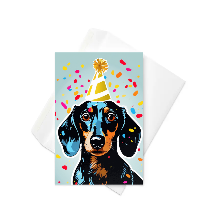 PugMug Custom Black Dachshund Greeting Card