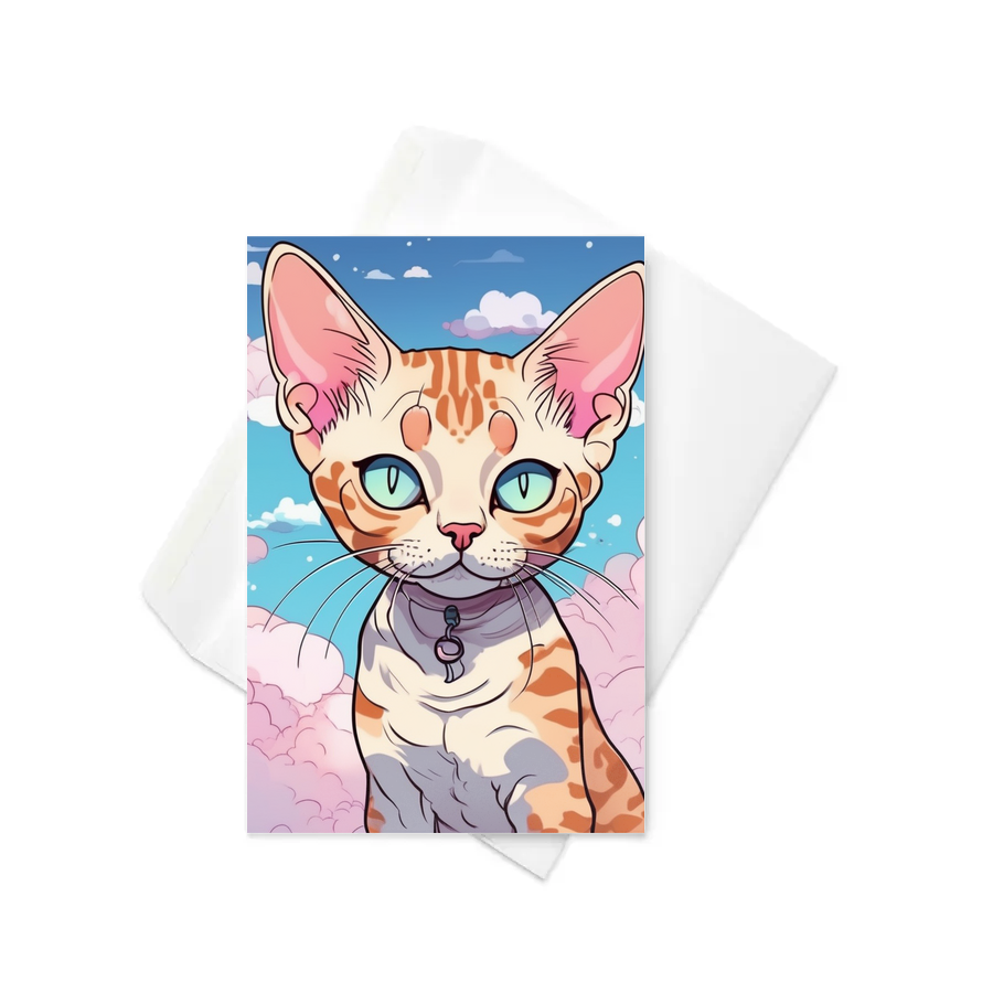 PugMug Custom Tabby Devon Rex Cat Greeting Card