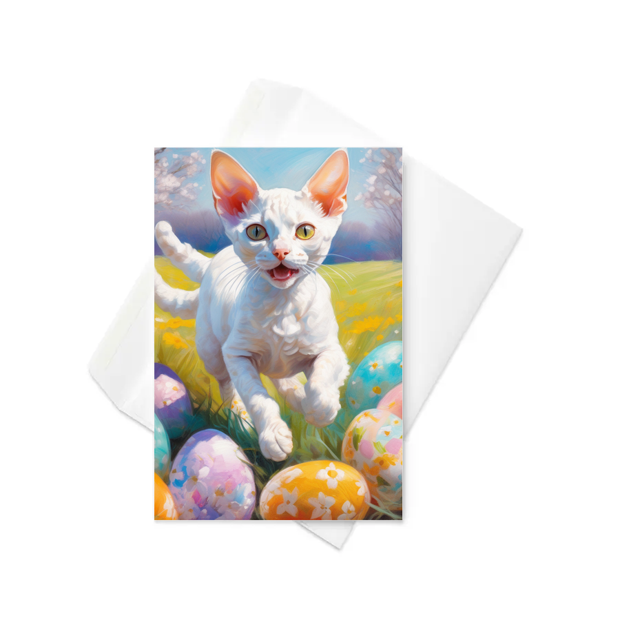 PugMug Custom White Devon Rex Cat Greeting Card