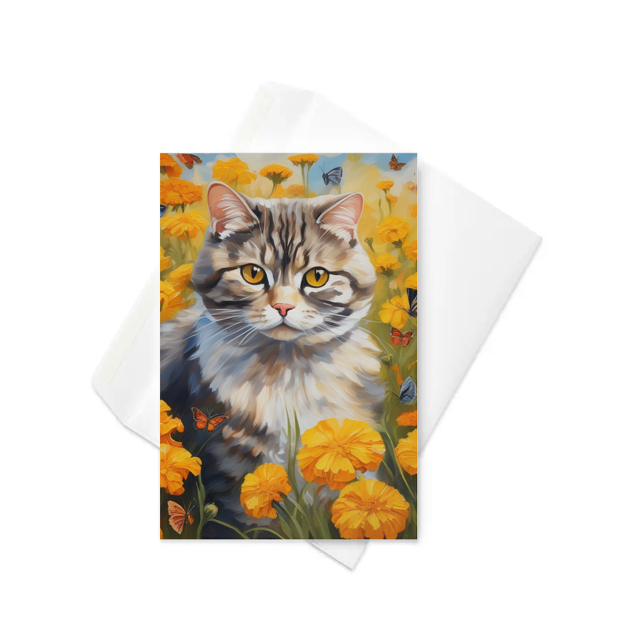 PugMug Custom Tabby Scottish Fold Cat Greeting Card