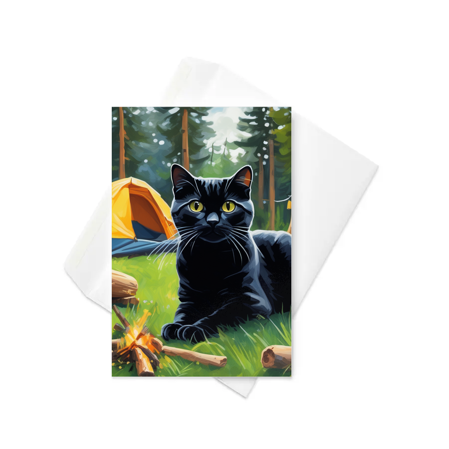 PugMug Custom Black Scottish Fold Cat Greeting Card