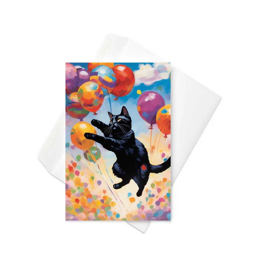 PugMug Custom Black American Shorthair Cat Greeting Card