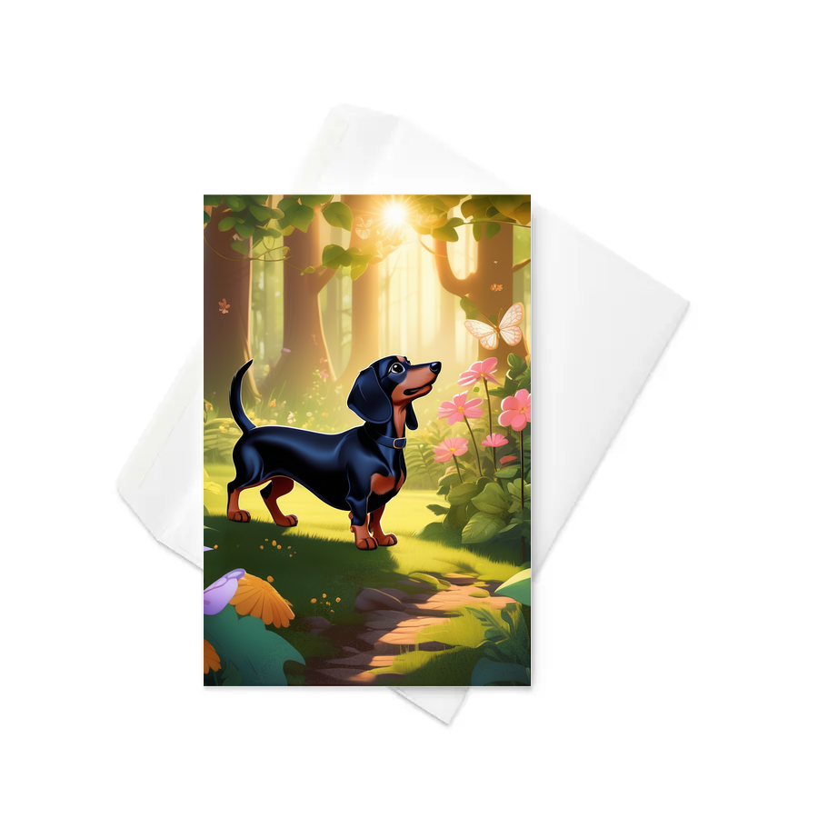 PugMug Custom Black Dachshund Greeting Card