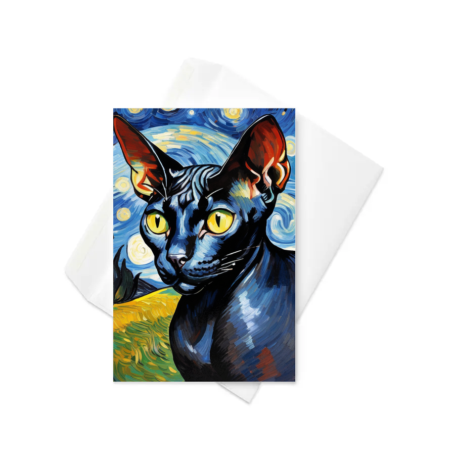 PugMug Custom Black Sphynx Cat Greeting Card