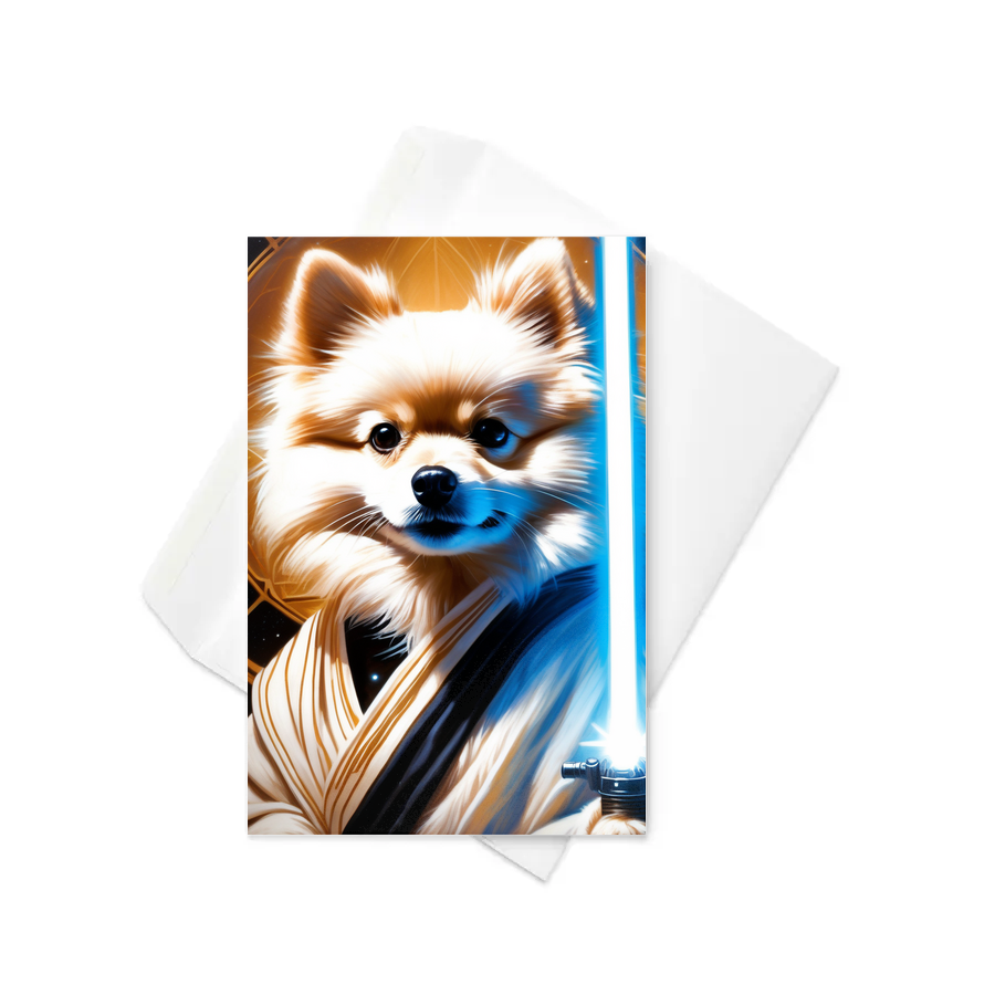 PugMug Custom White Pomeranian Greeting Card