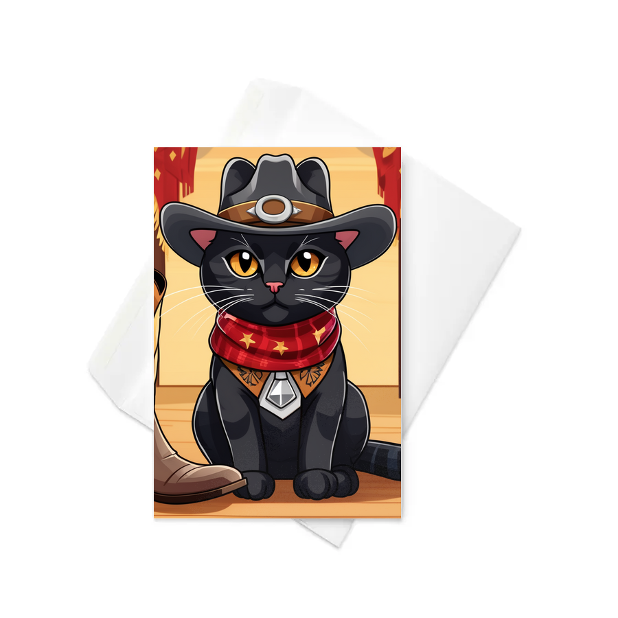 PugMug Custom Black American Shorthair Cat Greeting Card