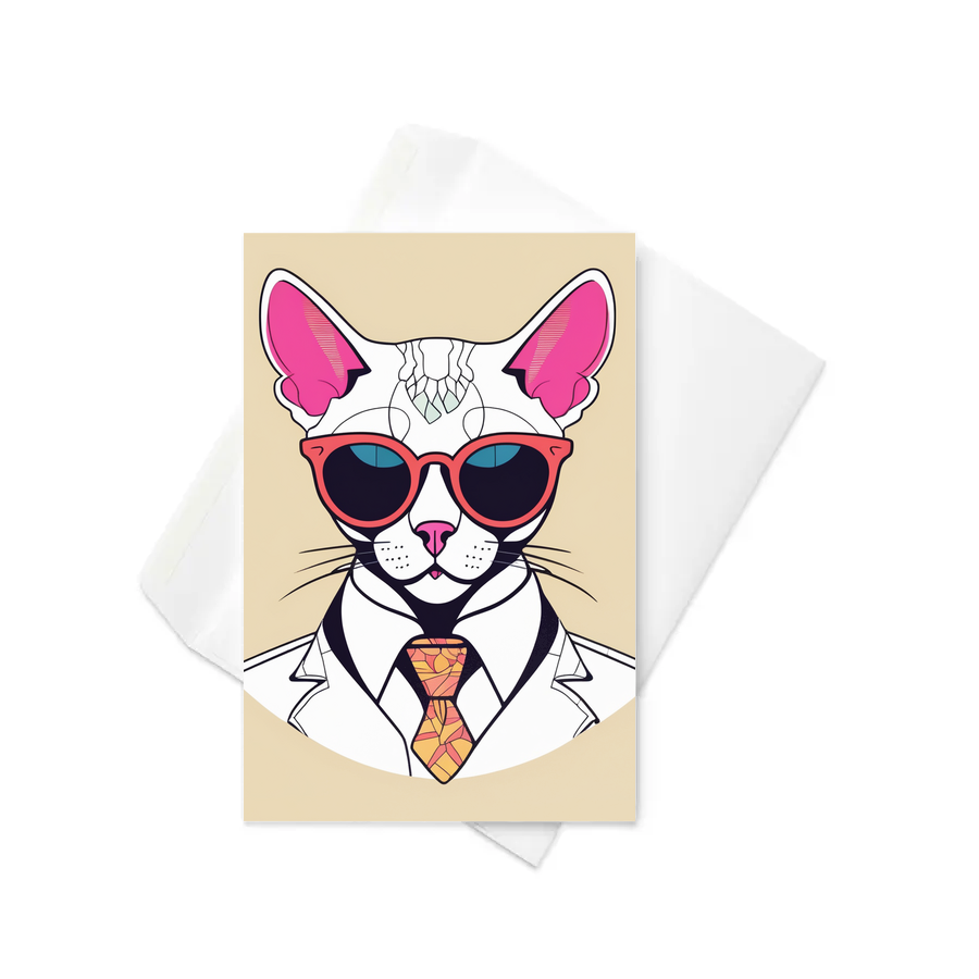 PugMug Custom White Devon Rex Cat Greeting Card