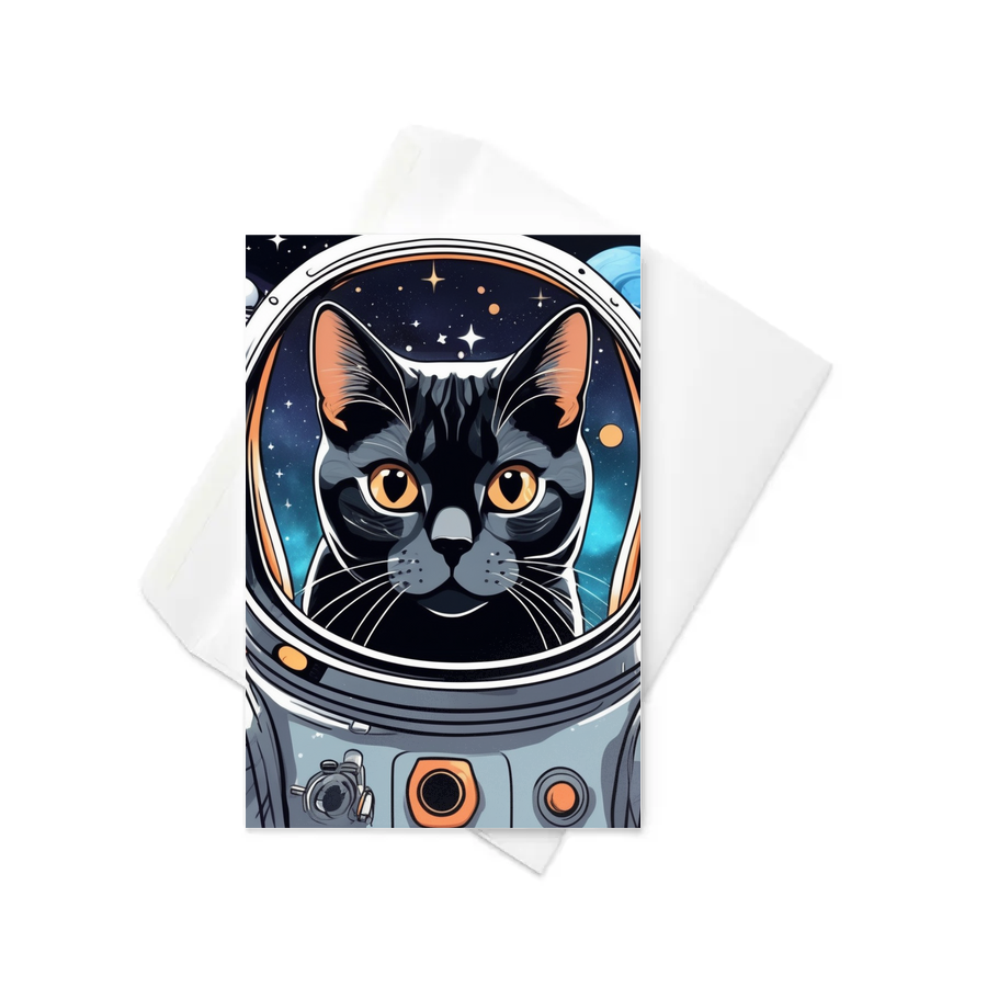 PugMug Custom Black American Shorthair Cat Greeting Card