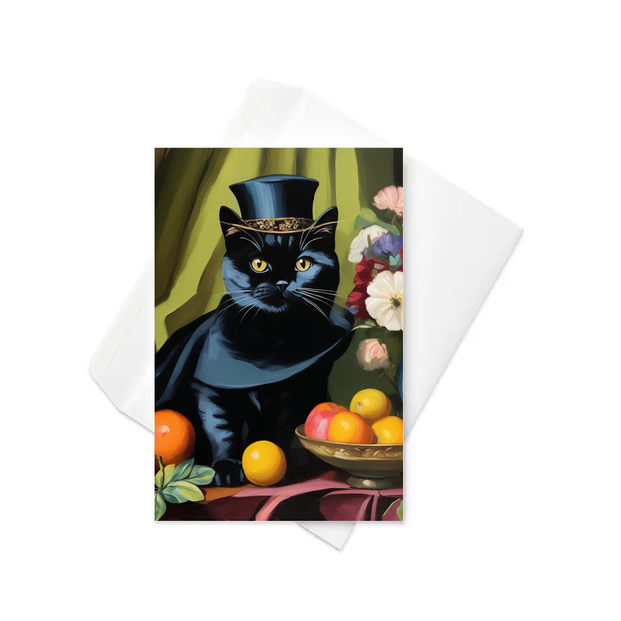 PugMug Custom Black British Shorthair Cat Greeting Card