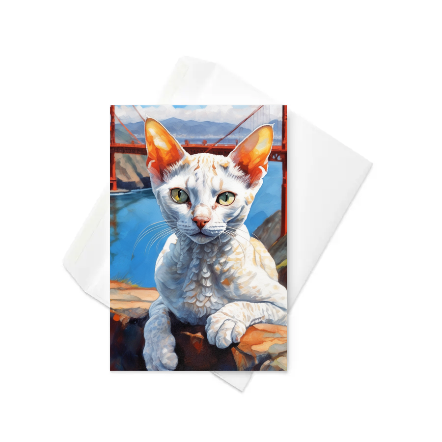 PugMug Custom White Devon Rex Cat Greeting Card