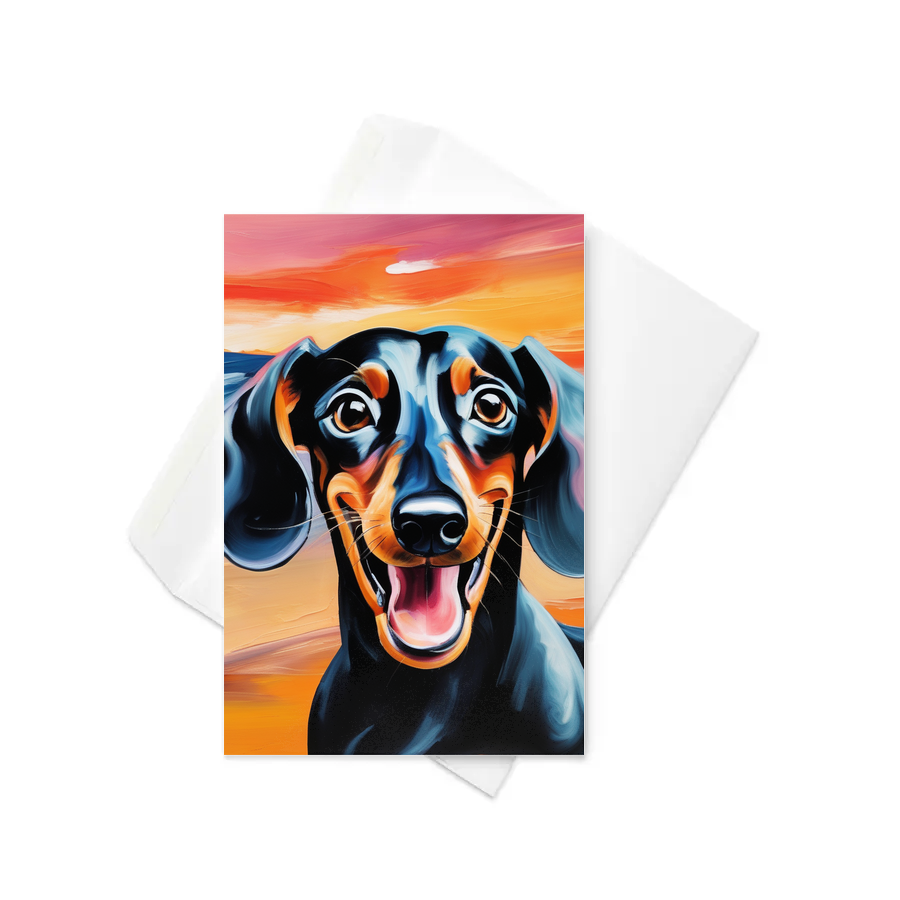PugMug Custom Black Dachshund Greeting Card