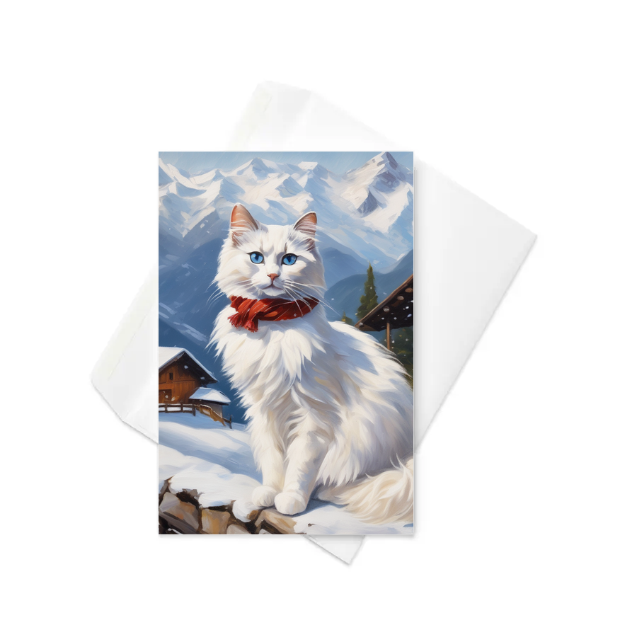 PugMug Custom White Ragdoll Cat Greeting Card
