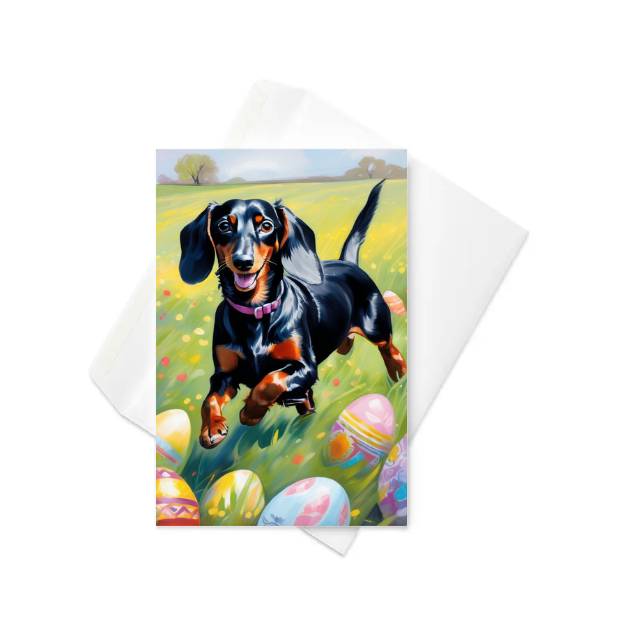 PugMug Custom Black Dachshund Greeting Card
