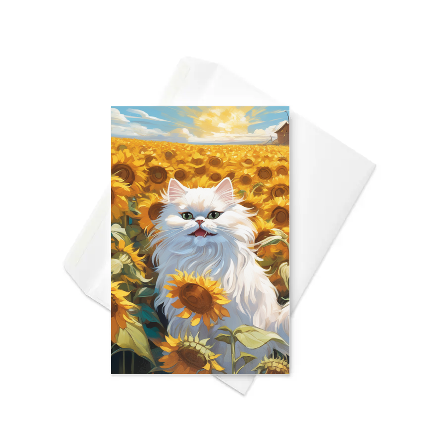 PugMug Custom White Persian Cat Greeting Card