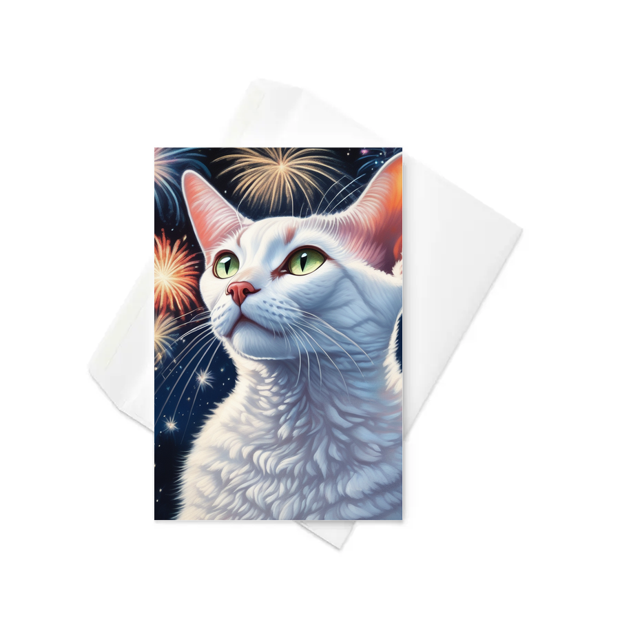PugMug Custom White Devon Rex Cat Greeting Card