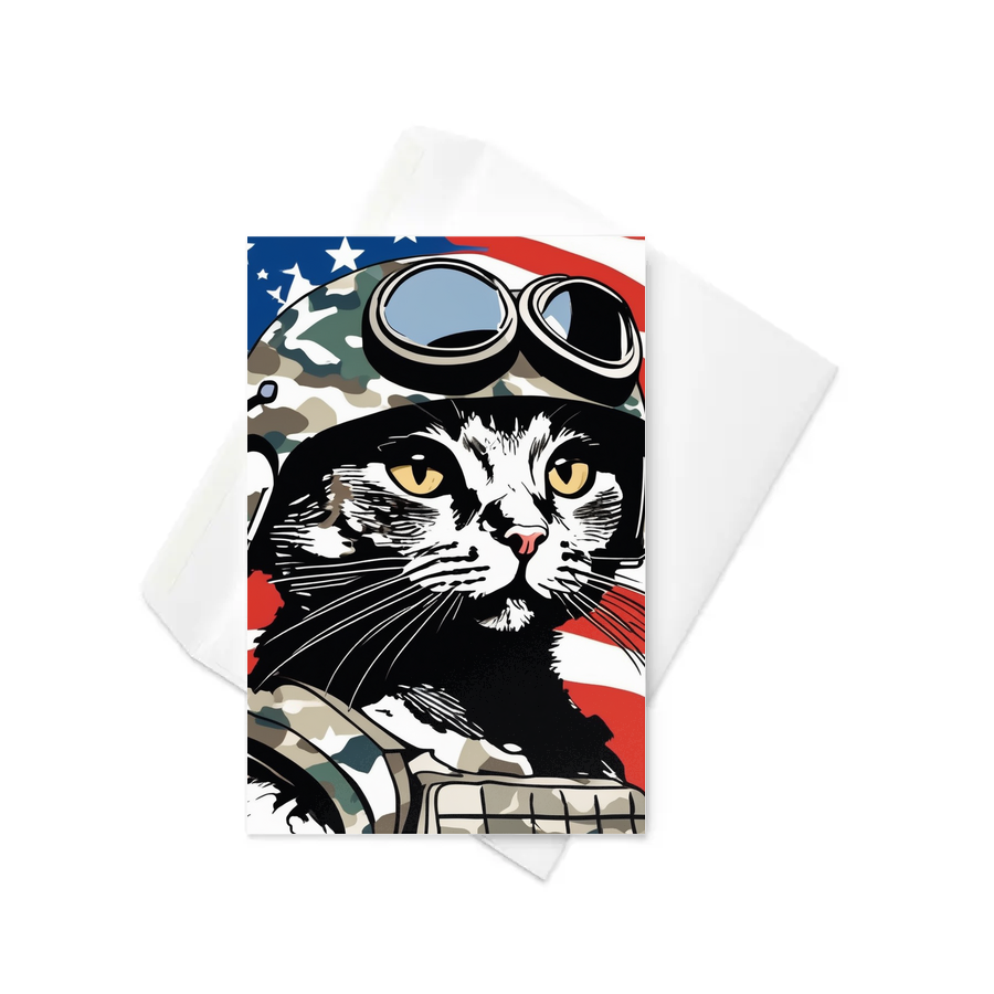 PugMug Custom Black Scottish Fold Cat Greeting Card