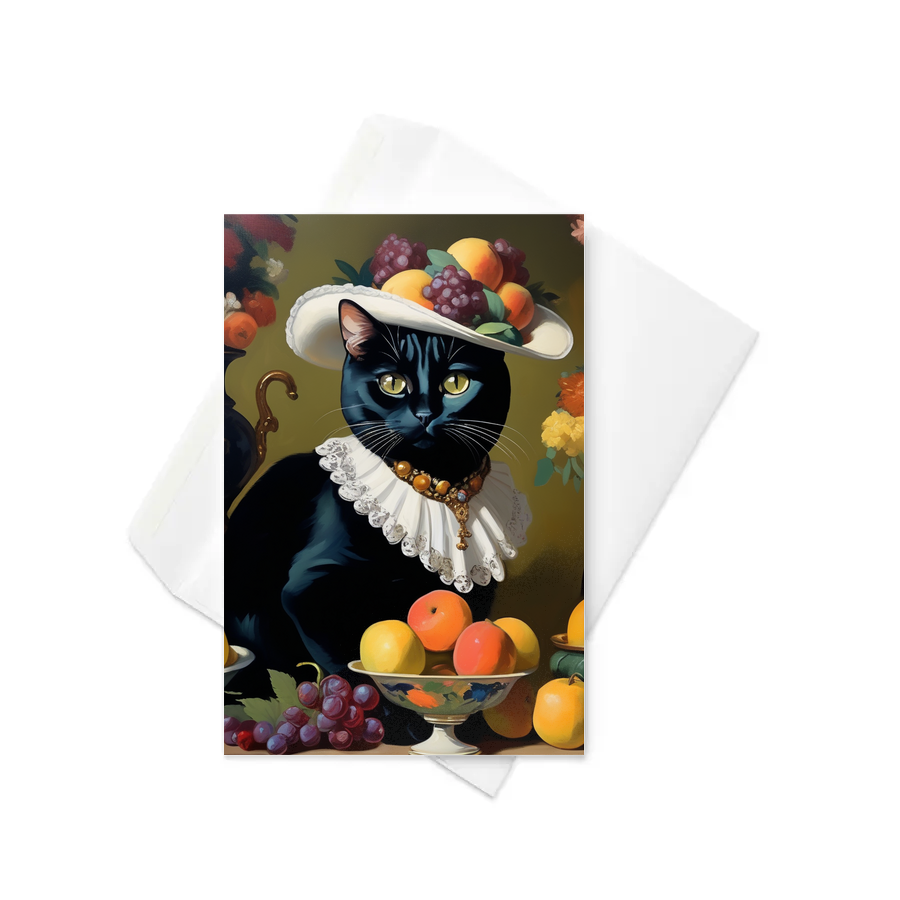 PugMug Custom Black American Shorthair Cat Greeting Card