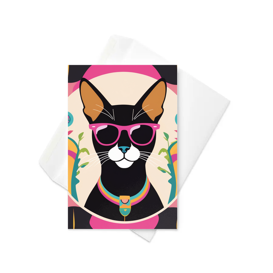 PugMug Custom Black Abyssinian Cat Greeting Card
