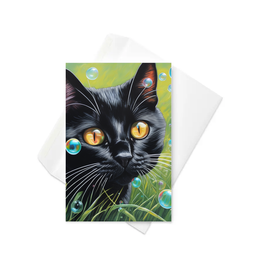 PugMug Custom Black American Shorthair Cat Greeting Card