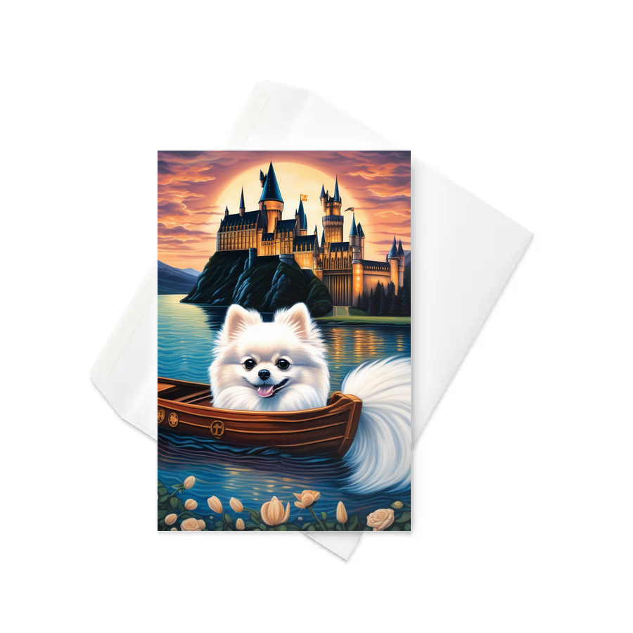 PugMug Custom White Pomeranian Greeting Card