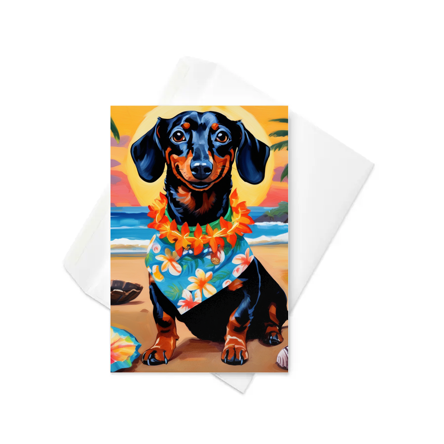 PugMug Custom Black Dachshund Greeting Card