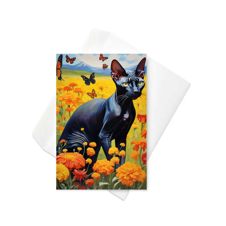 PugMug Custom Black Sphynx Cat Greeting Card