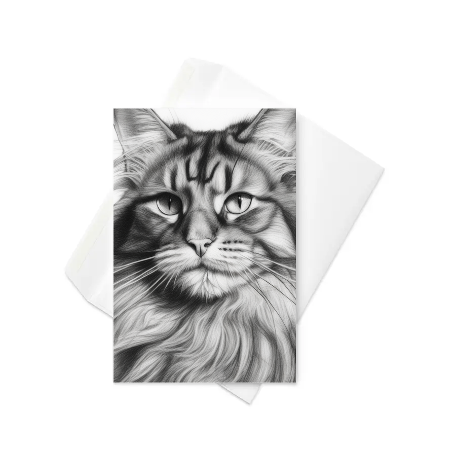PugMug Custom Tabby Maine Coon Cat Greeting Card