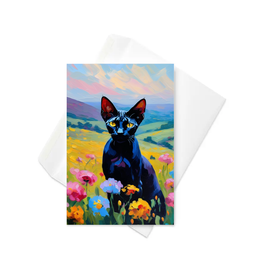 PugMug Custom Black Sphynx Cat Greeting Card