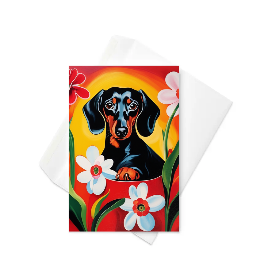 PugMug Custom Black Dachshund Greeting Card