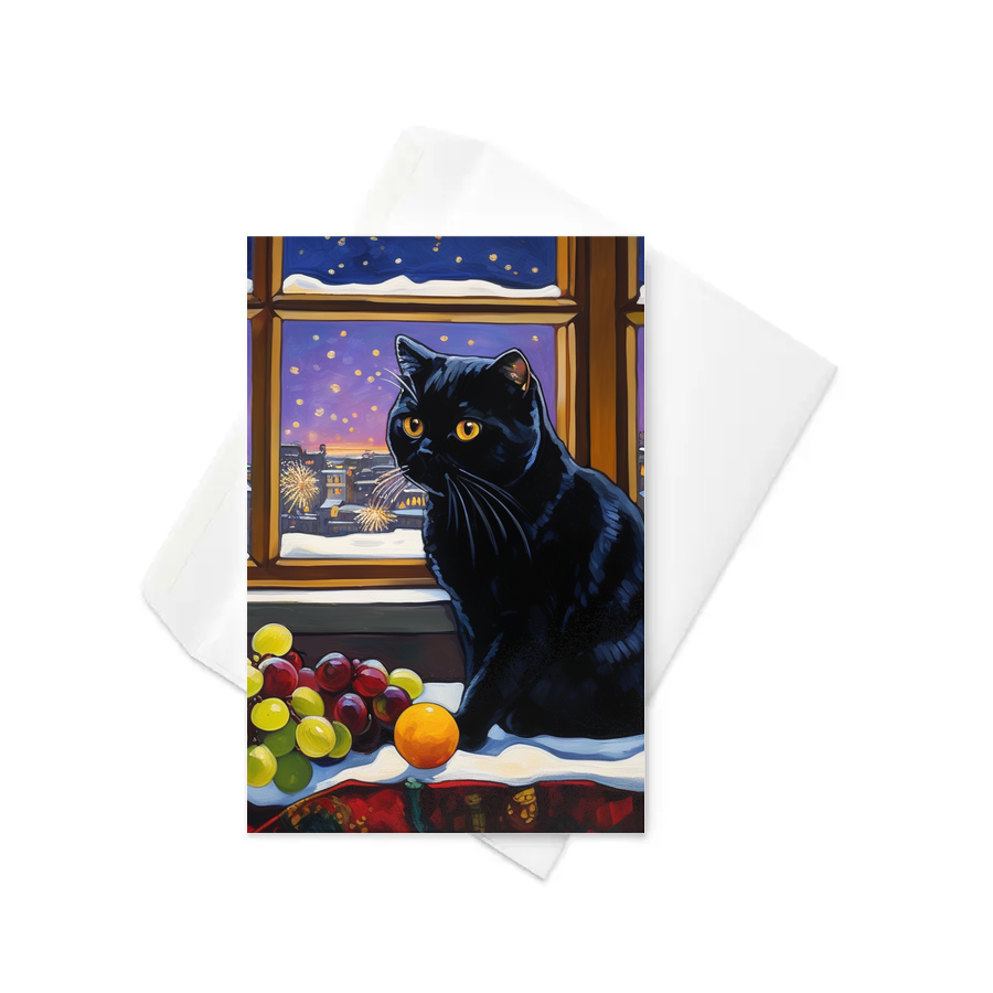 PugMug Custom Black Scottish Fold Cat Greeting Card