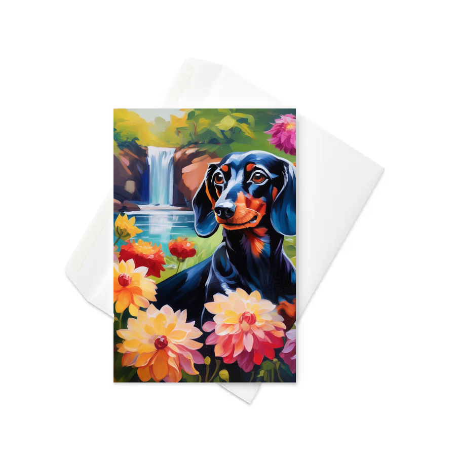 PugMug Custom Black Dachshund Greeting Card