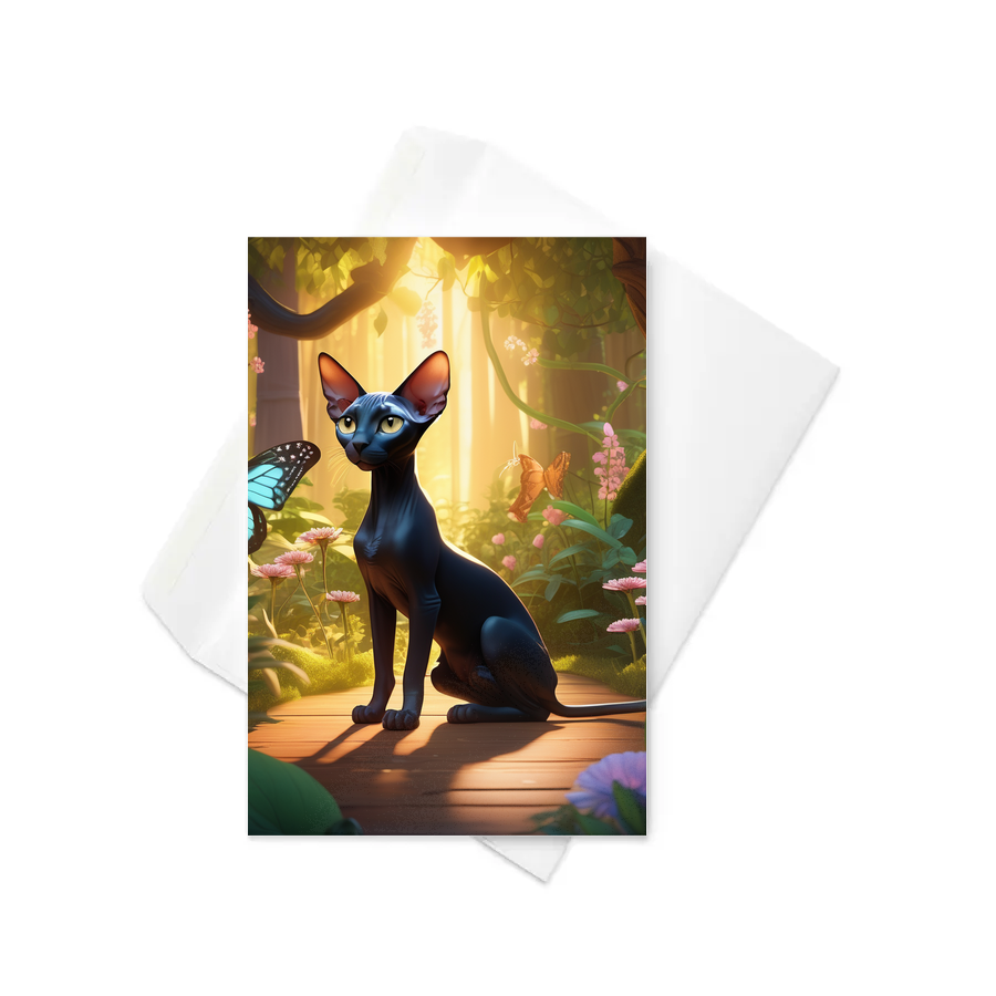 PugMug Custom Black Sphynx Cat Greeting Card