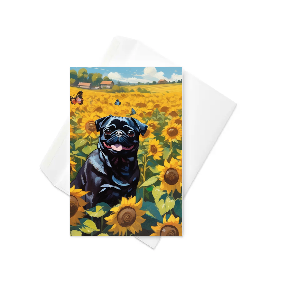 PugMug Custom Black Pug Greeting Card
