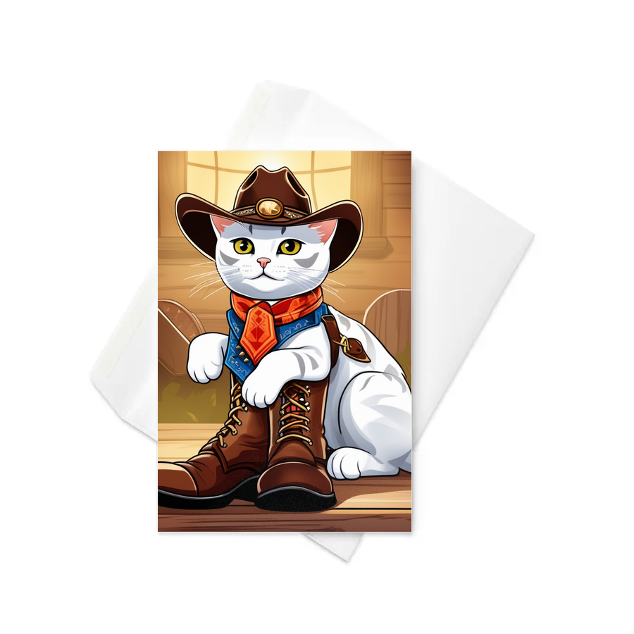 PugMug Custom White American Shorthair Cat Greeting Card