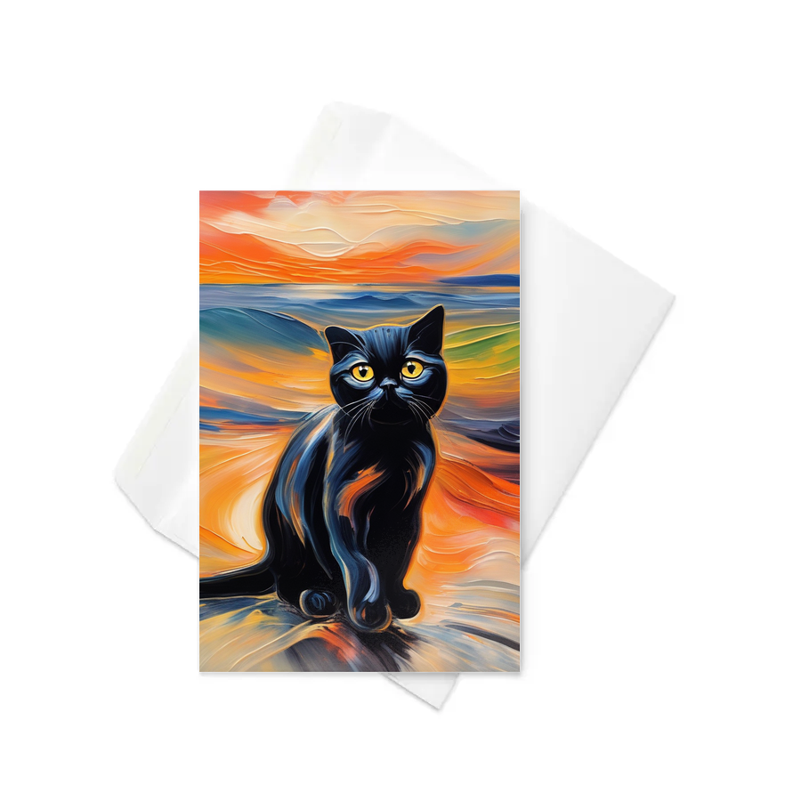 PugMug Custom Black Scottish Fold Cat Greeting Card