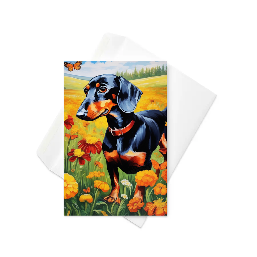PugMug Custom Black Dachshund Greeting Card