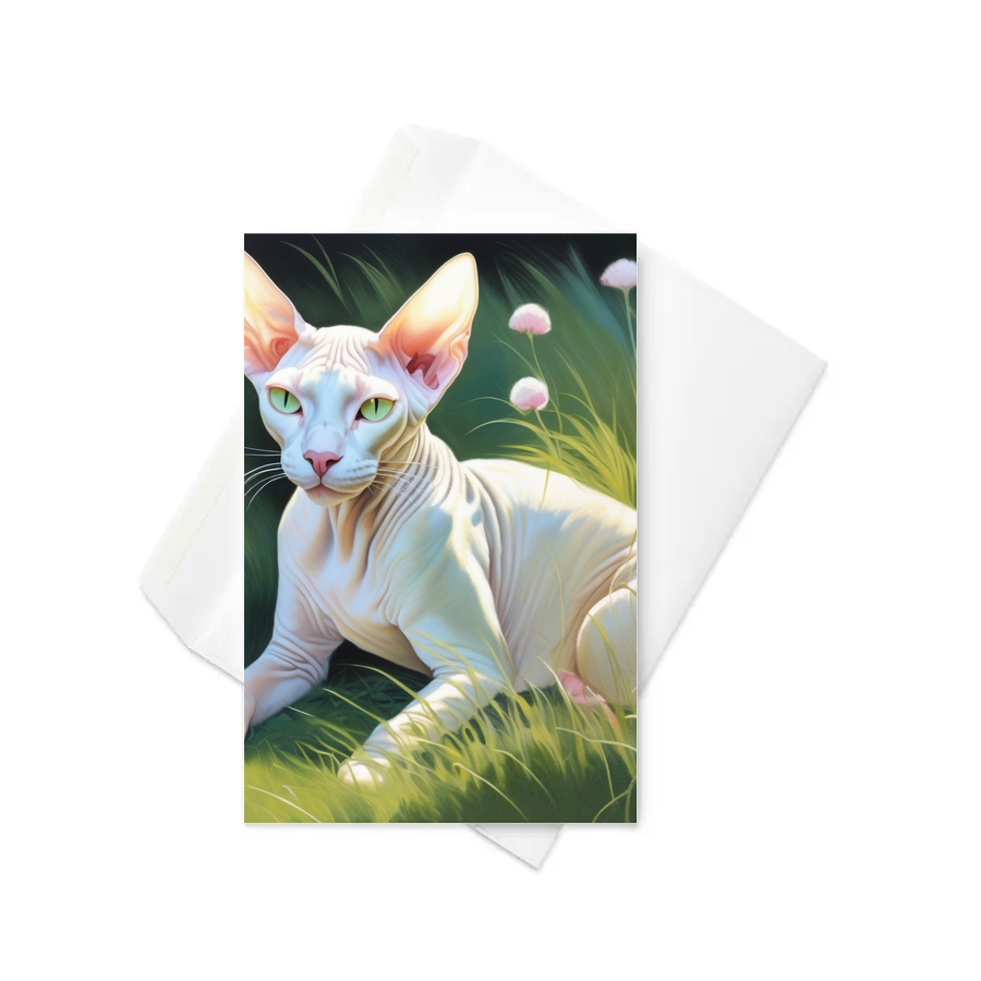 PugMug Custom White Sphynx Cat Greeting Card